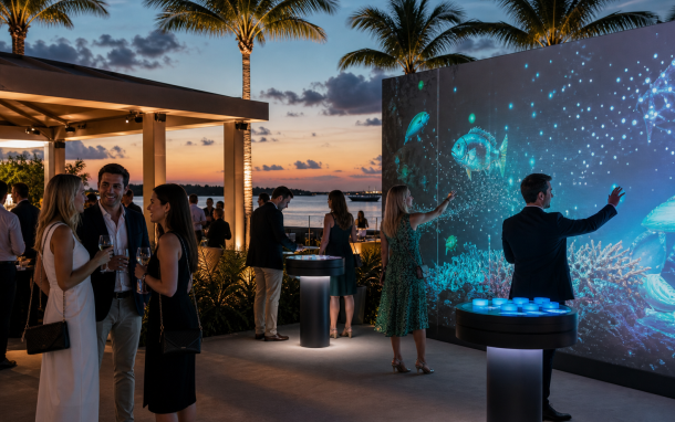 Immersive brand activation in Florida with interactive technology, scenic fabrication, and guests